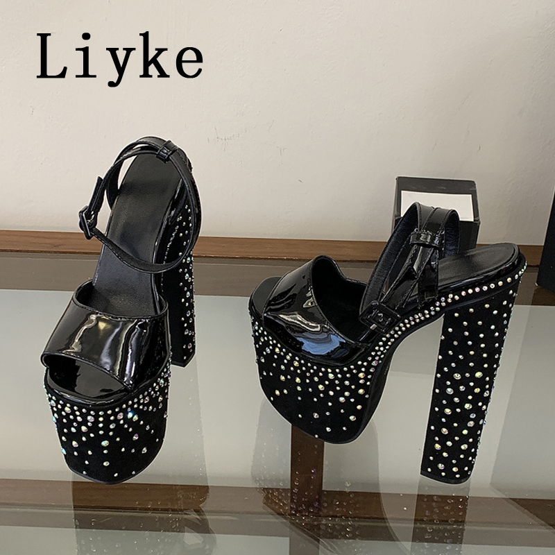 Street Fashion Styles - Liyke Fashion Crystal Rhinestone Thick High