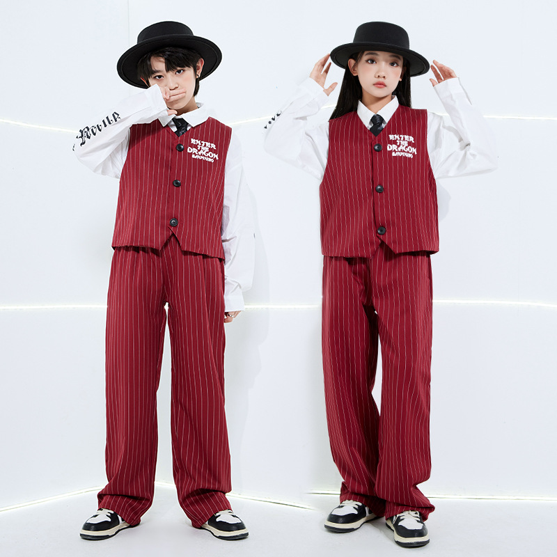 Street Fashion For Boy - Fashion Girls Striped Street Dancewear Set