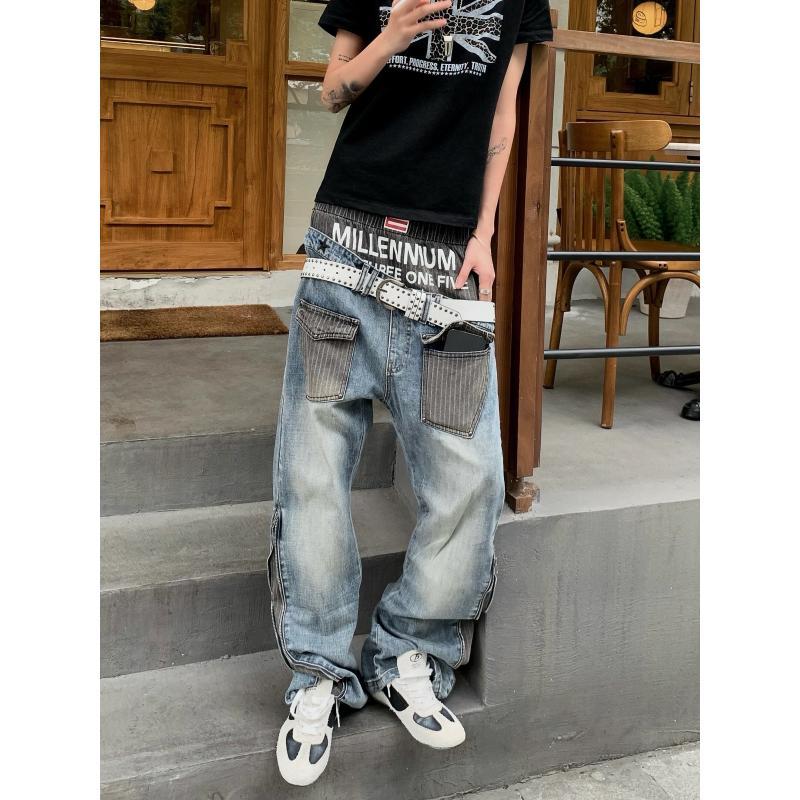 Street Fashion For Boy - Men's Patchwork Design Jeans 90s Casual