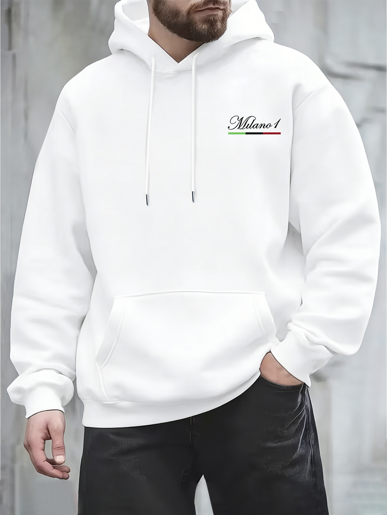 Street Fashion Of Milan - Street fashion Milan Italian flagsmalllogohoodedsweatshirt with