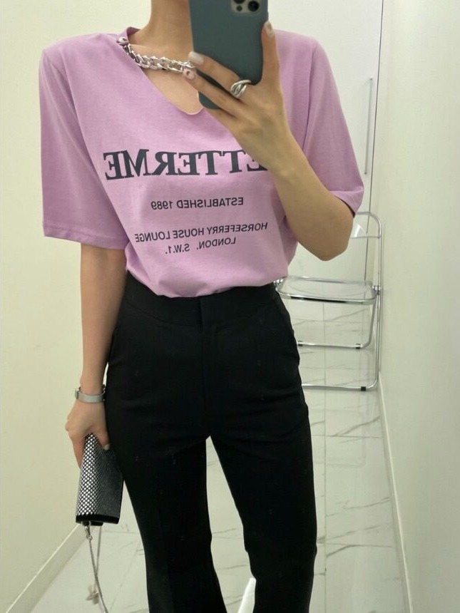 Street Fashion Tshirt - Versatile Chain Print Overhead T-Shirt Chic