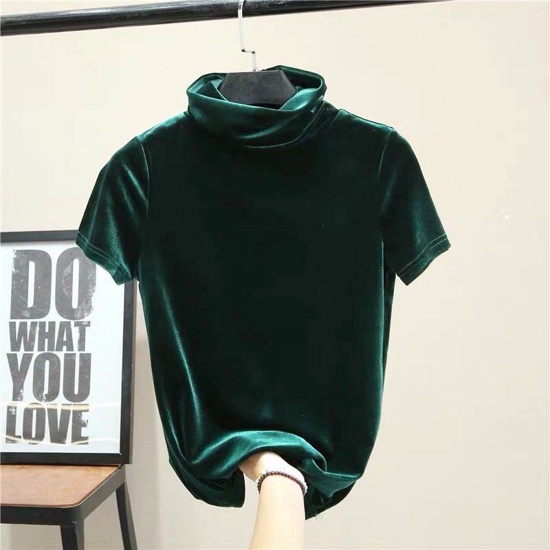 Street Fashion Tshirt - Korean Fashion Women's Turtleneck Short Sleeve