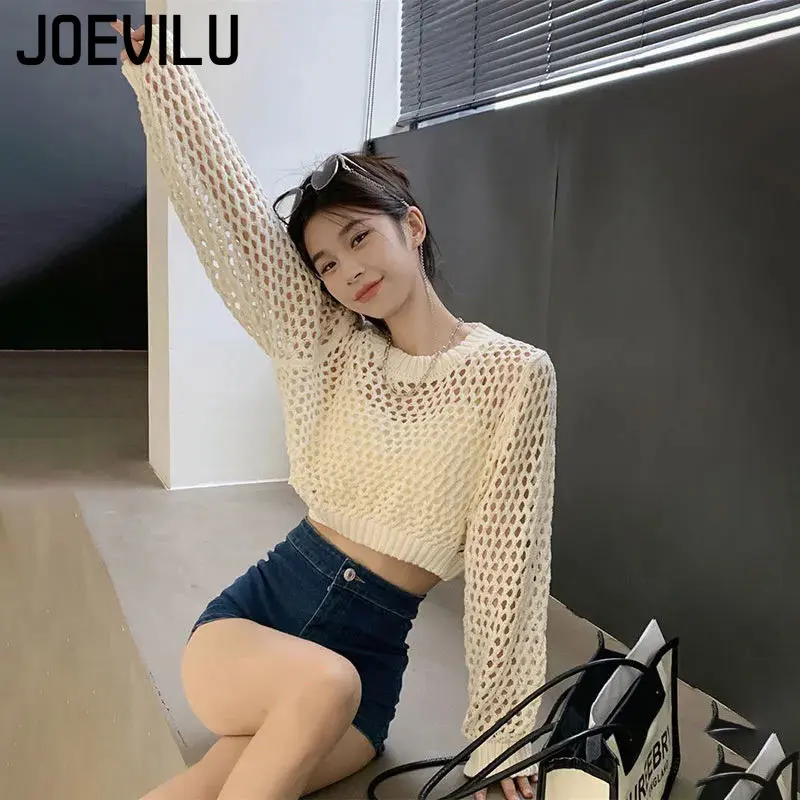 Hollow Out Knit Crop Top Women - Street Fashion Korea 评论和价格