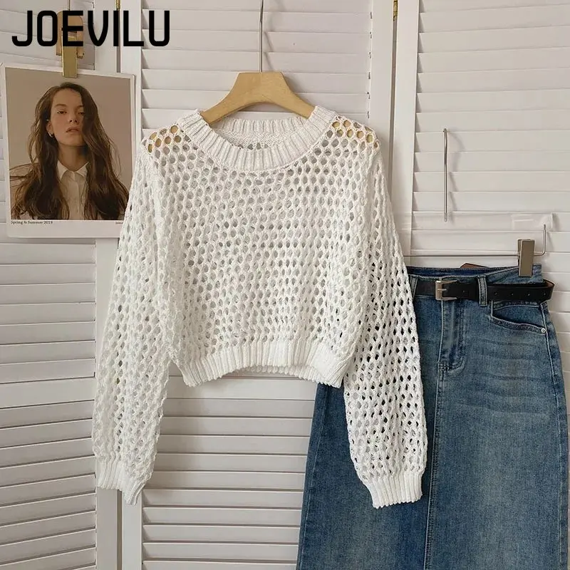 Hollow Out Knit Crop Top Women - Street Fashion Korea 评论和价格