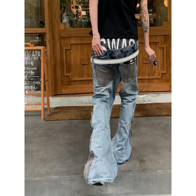 Men's Patchwork Design Jeans 9 - Street Fashion For Boy 评论和价格