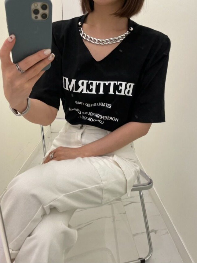 Versatile Chain Print Overhead - Street Fashion Tshirt 评论和价格