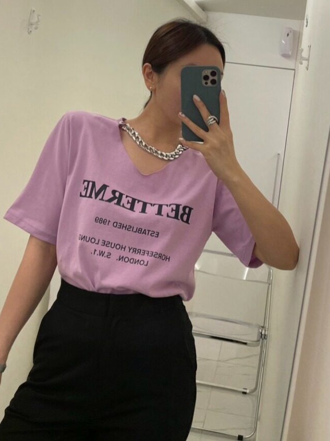 Versatile Chain Print Overhead - Street Fashion Tshirt 评论和价格