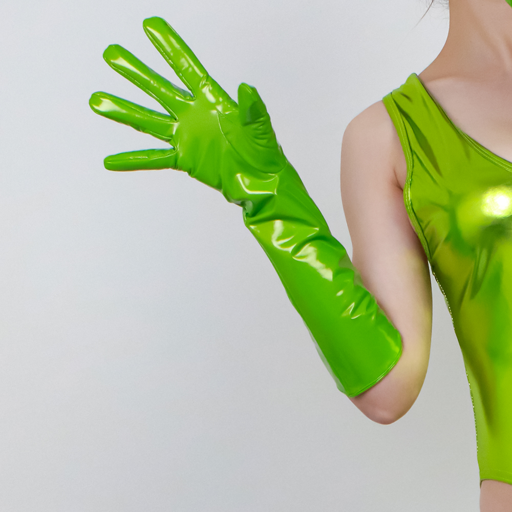 40cm Long Patent Leather Glove - Street Fashion Photography 评论和价格