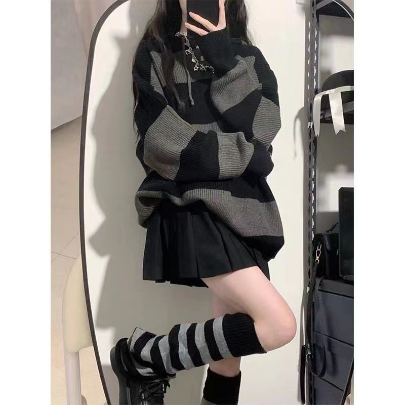Streetwear Striped Sweater Wom - Street Fashion Korea 评论和价格