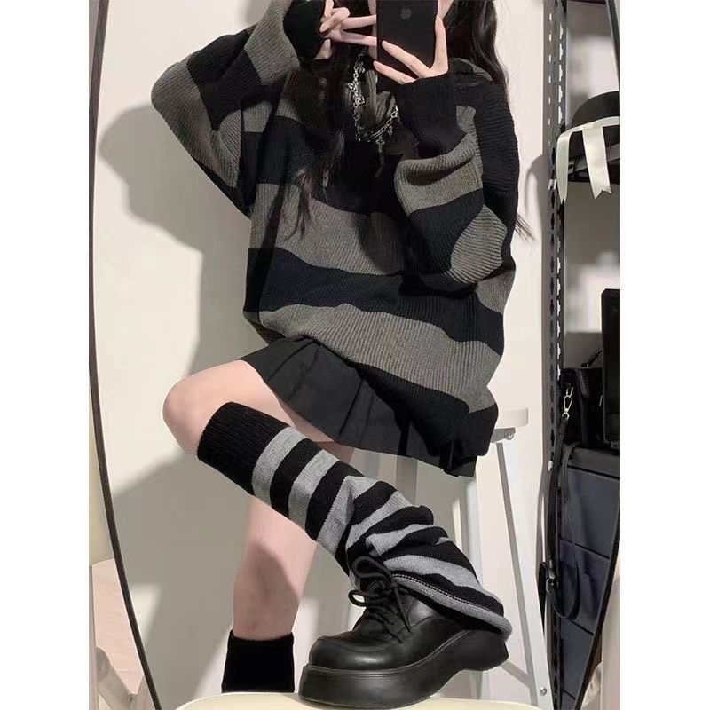 Streetwear Striped Sweater Wom - Street Fashion Korea 评论和价格