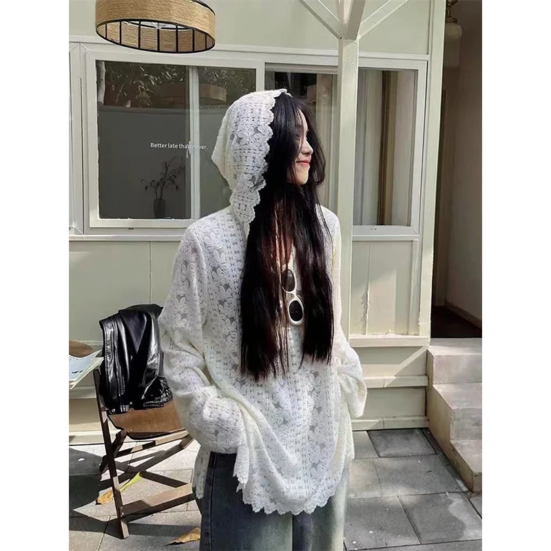 Y2K Lace Hooded Shirts Women S - Street Fashion Korea 评论和价格