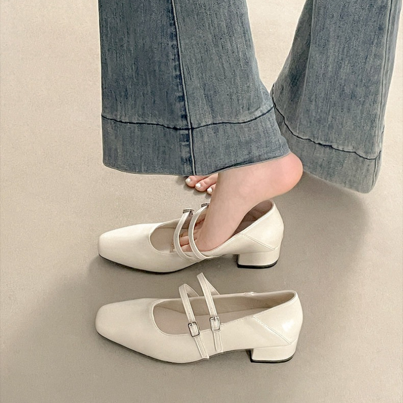 Square Toe Low Heel Women Silv - Street Fashion Styles 评论和价格