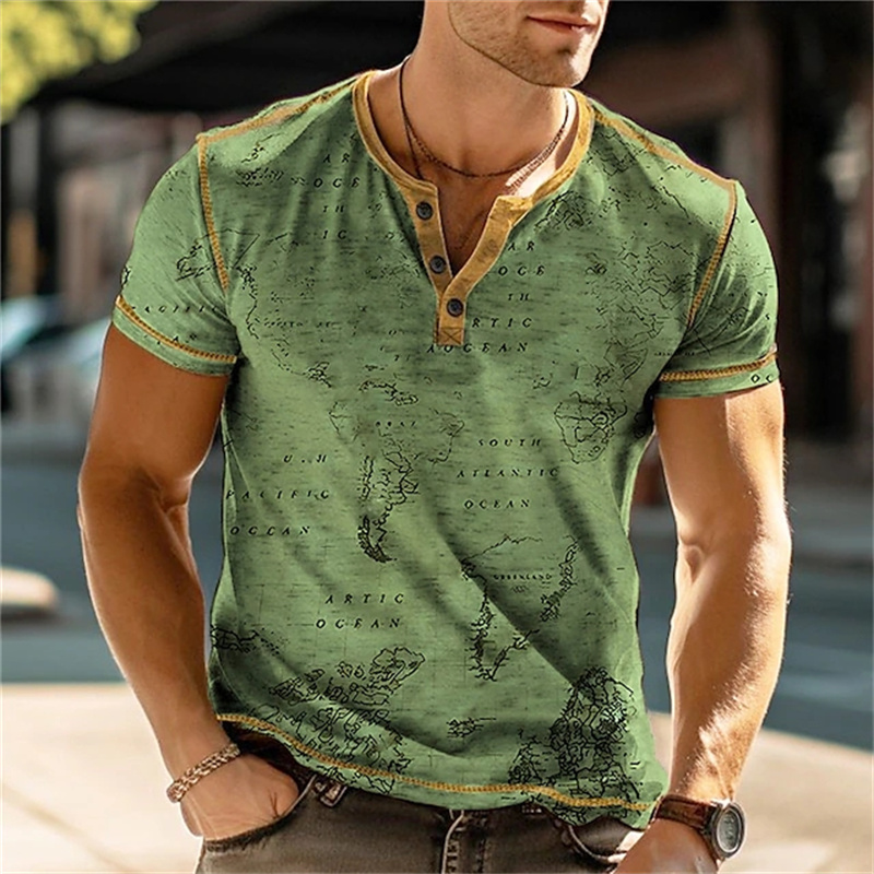 Men's Henry Shirts Funny 3D Pr - Street Fashion Vintage 评论和价格