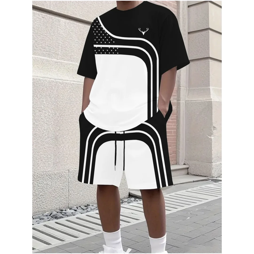 Fashion Summer Men's Stripe Pr - Street Fashion Tshirt 评论和价格