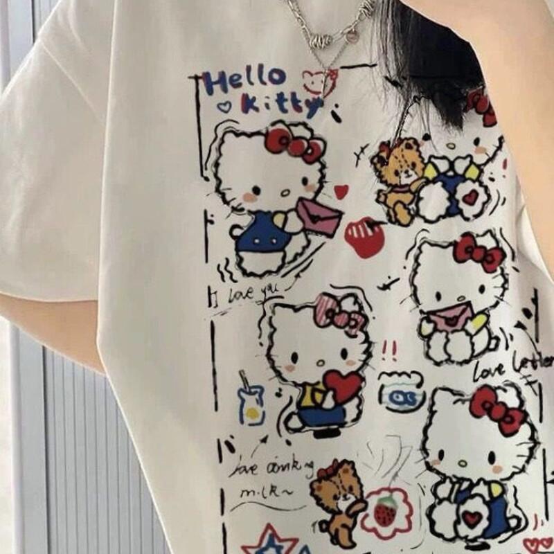 Short-Sleeved Summer Hello Kit - Street Fashion Tshirt 评论和价格